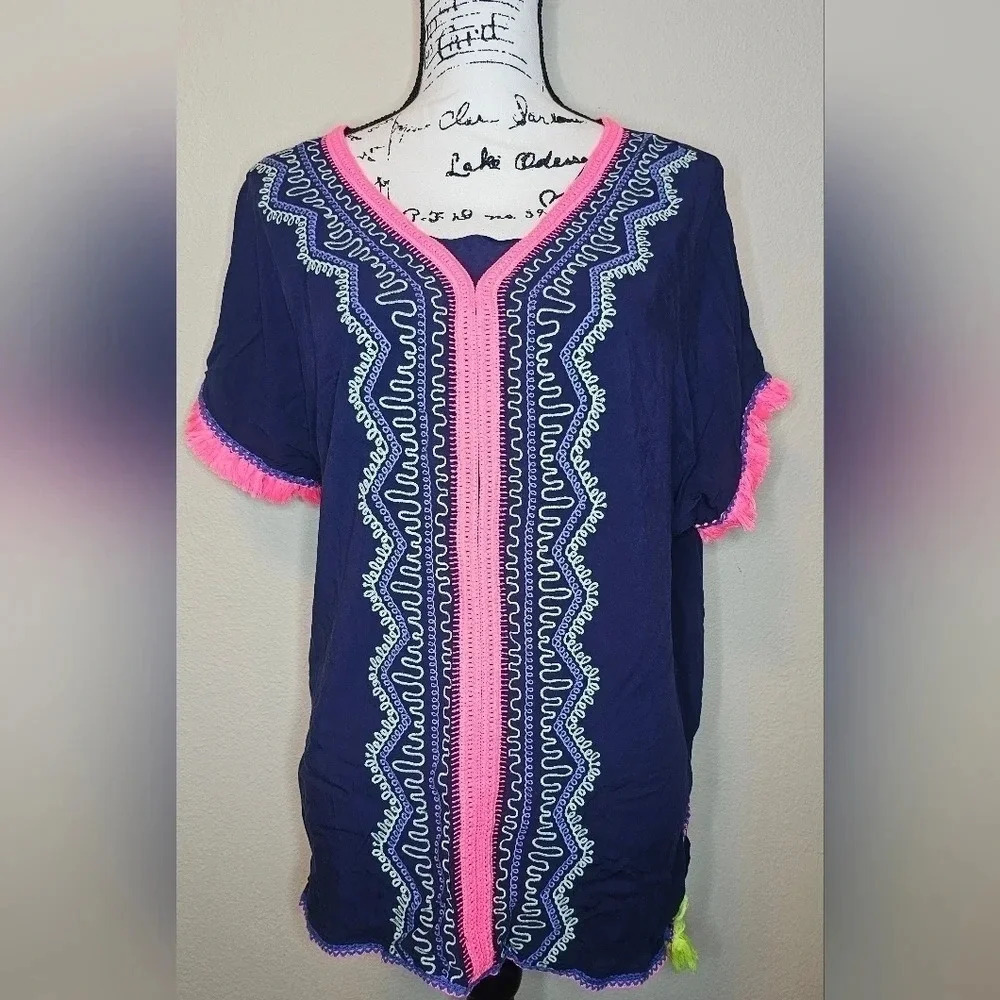 Cat & Jack Girl's Embroidered Boho Short Sleeve Top Size XL (14/16)